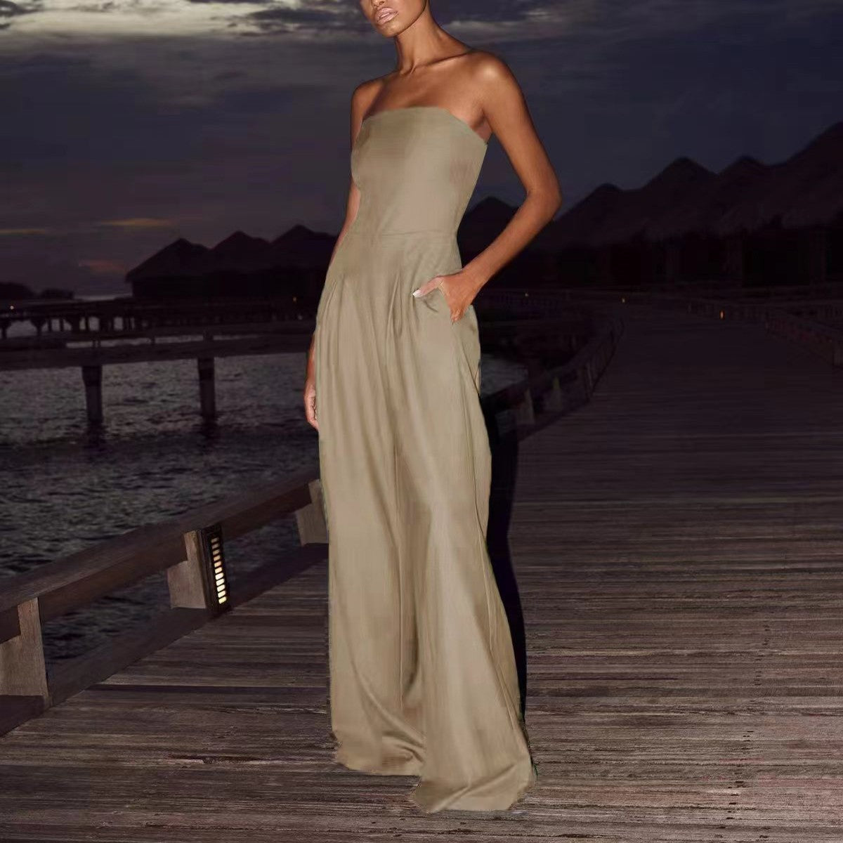Avaya Strapless Wide-Leg Jumpsuit