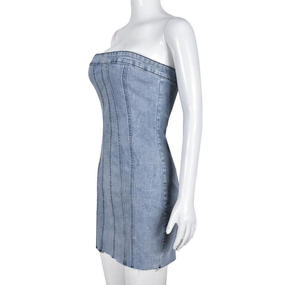 Ylina Bare Denim Mini Dress