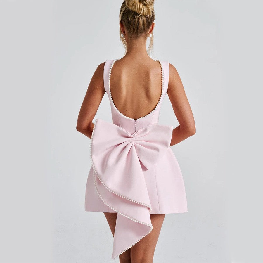 Aureva Pearl-Bow A-Line Dress