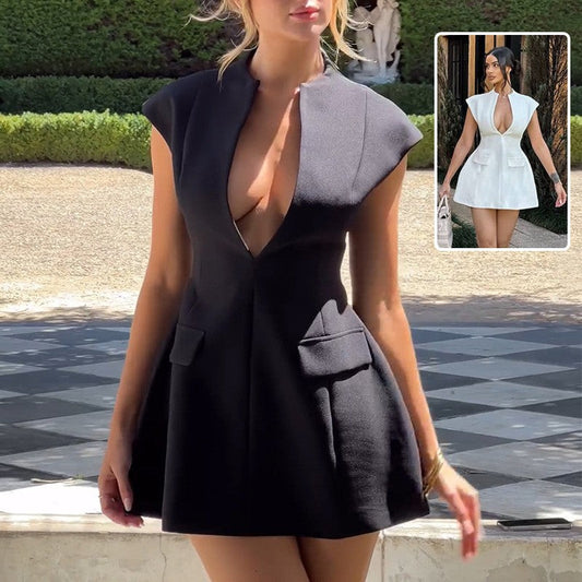 Noelle V-Neck A-Line Mini Dress