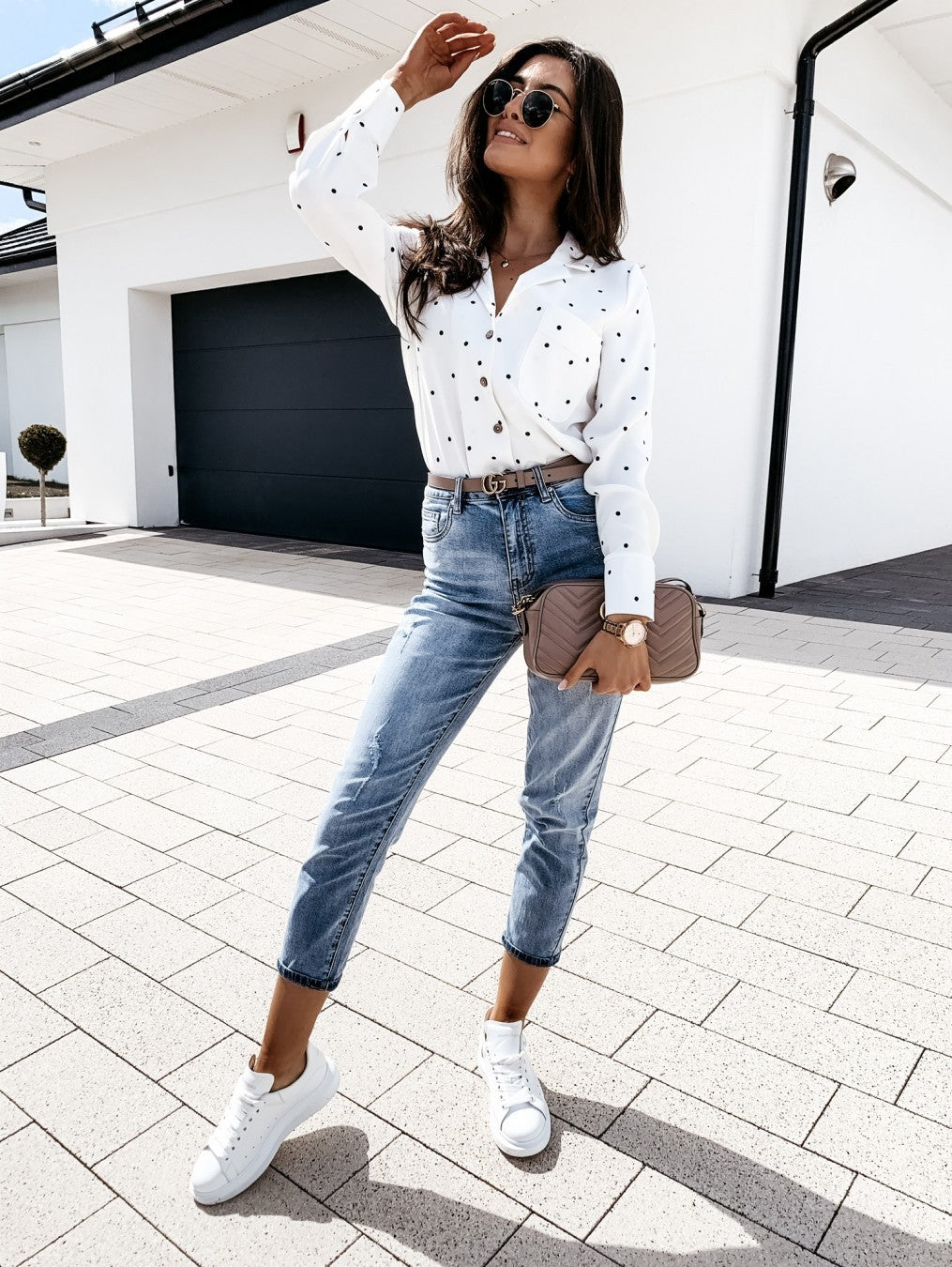 Revara Polka Button Shirt