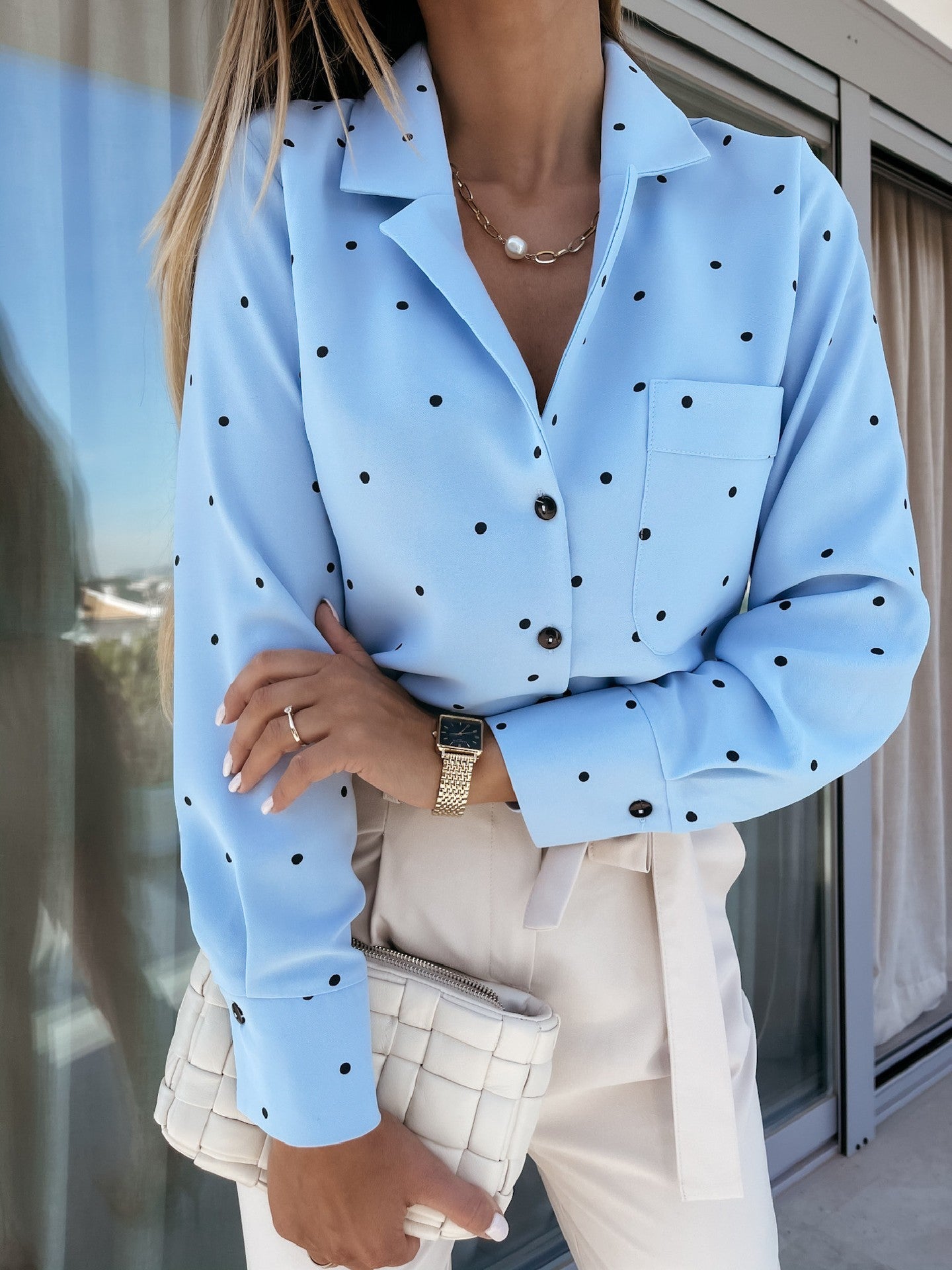 Revara Polka Button Shirt