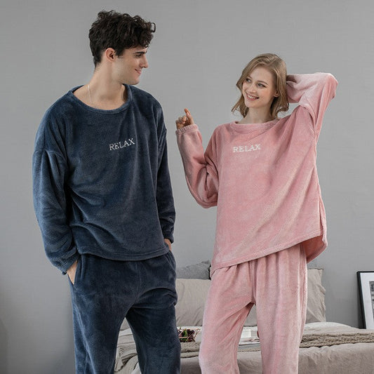 Veluna Flannel Couple Pajama Set