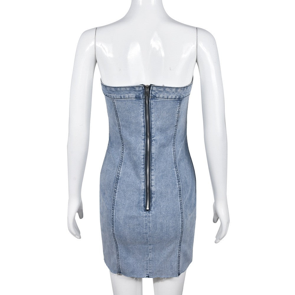 Ylina Bare Denim Mini Dress